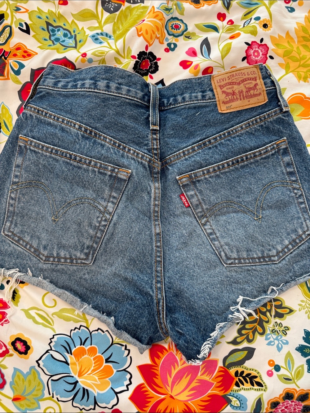 Levi's Medium Blue Denim Cutoff Shorts 501
